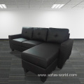 Living Room Black Leather L Shaped Sofa